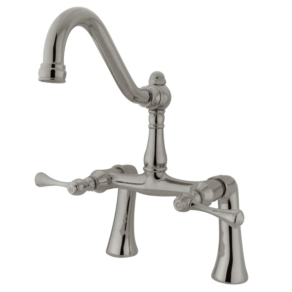 Kingston Brass KS3238BL Restoration 7-Inch Center Deck Mount Clawfoot Tub Faucet, Brushed Nickel - BNGBath