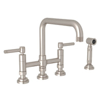 Thumbnail for ROHL Campo Deck Mount U-Spout 3 Leg Bridge Faucet with Sidespray - BNGBath