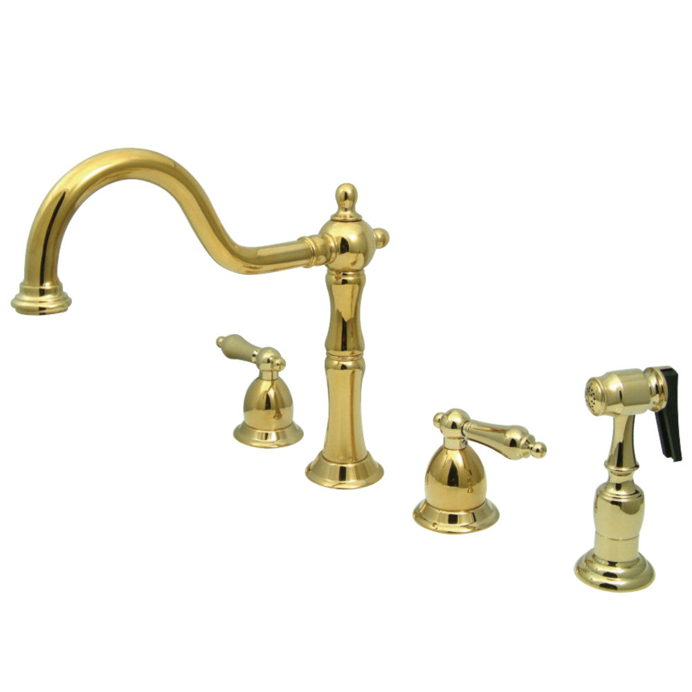 Kingston Brass KB1792ALBS Widespread Kitchen Faucet, Polished Brass - BNGBath