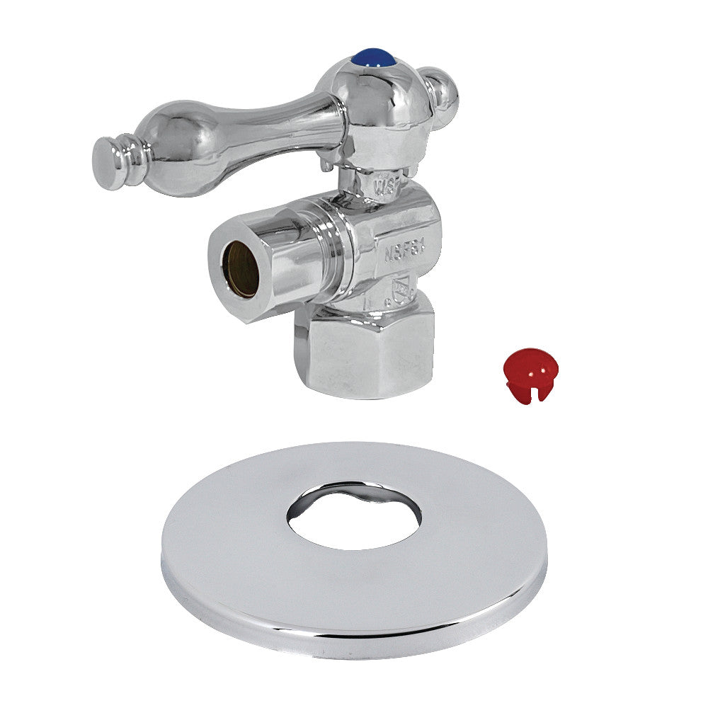 Kingston Brass CC43101K Quarter Turn Valve with Flange (1/2" FIP X 3/8" OD Compression), Polished Chrome - BNGBath