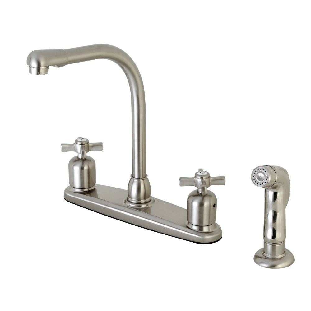 Kingston Brass FB758ZXSP Millennium 8-Inch Centerset Kitchen Faucet with Sprayer, Brushed Nickel - BNGBath