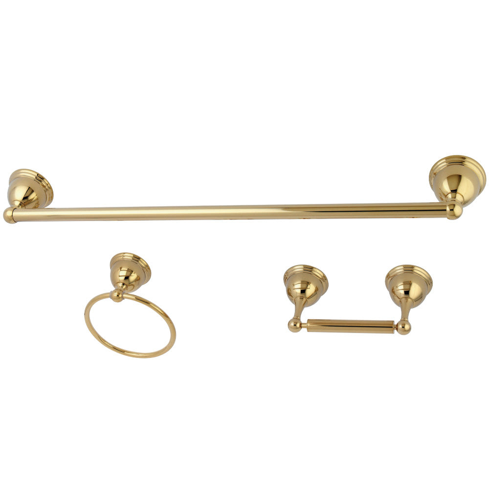 Kingston Brass BAK396148PB Restoration 3-Piece Bathroom Hardware, Polished Brass - BNGBath