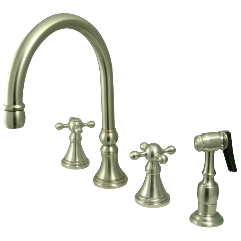 Kingston Brass KS2798KXBS Widespread Kitchen Faucet, Brushed Nickel - BNGBath