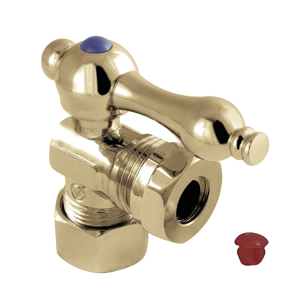 Kingston Brass CC54302 5/8" OD Comp X 1/2" or 7/16" Slip Joint Angle Stop Valve, Polished Brass - BNGBath