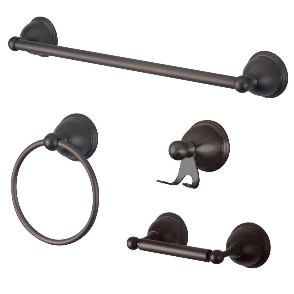 Kingston Brass BAK3962478ORB Restoration 4-Piece Bathroom Hardware, Oil Rubbed Bronze - BNGBath