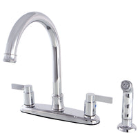 Thumbnail for Kingston Brass FB7791NDLSP NuvoFusion 8-Inch Centerset Kitchen Faucet with Sprayer, Polished Chrome - BNGBath