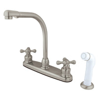 Thumbnail for Kingston Brass GKB718AX Victorian Centerset Kitchen Faucet, Brushed Nickel - BNGBath