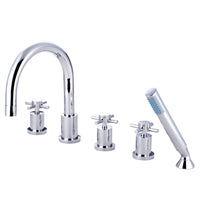 Thumbnail for Kingston Brass KS83215DX Concord 5-Piece Roman Tub Faucet, Polished Chrome - BNGBath