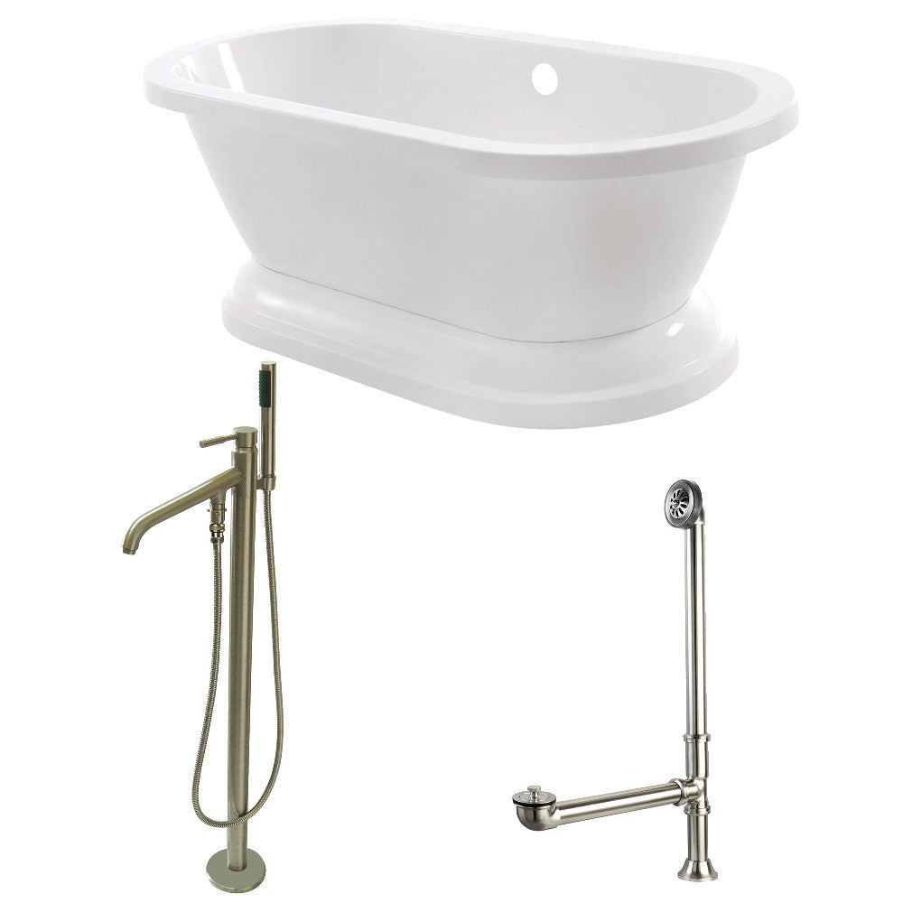 67-Inch Acrylic Double Ended Pedestal Tub Combo with Faucet and Supply Lines - BNGBath