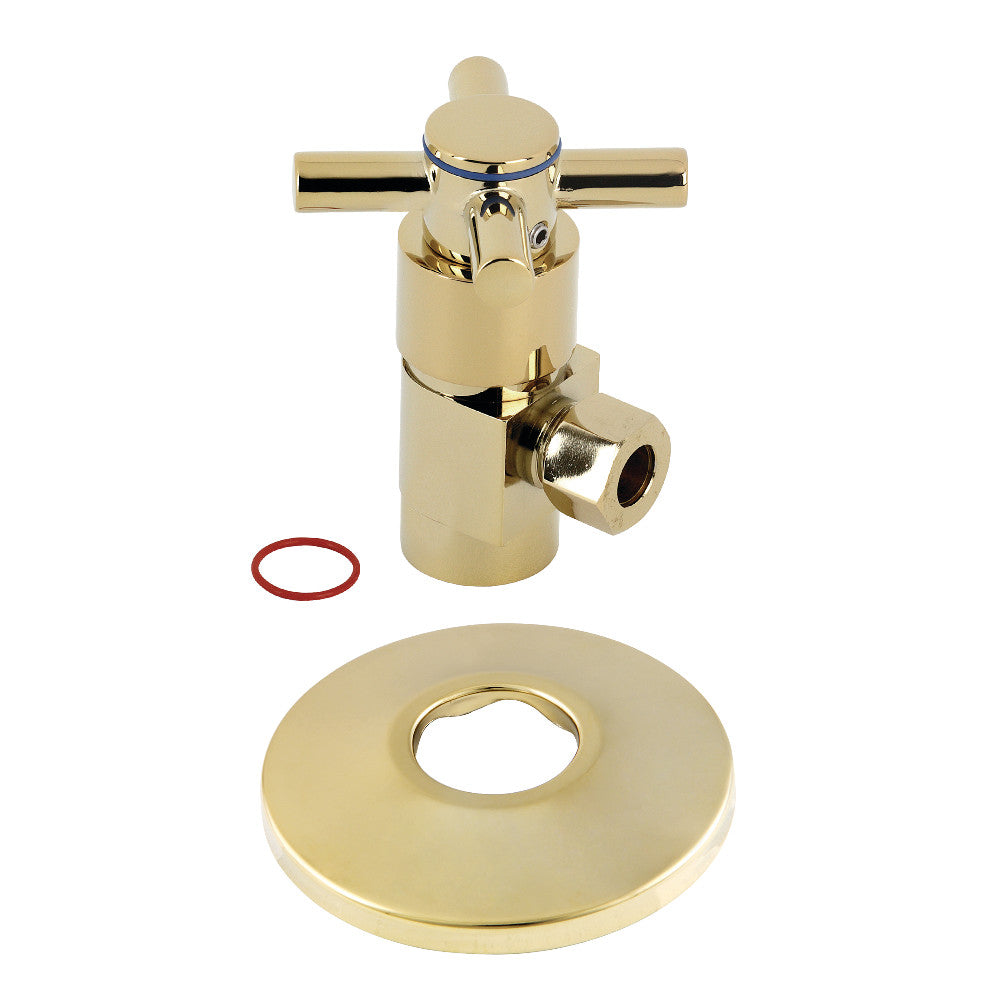 Kingston Brass CD43302DXK 1/2"IPS x 3/8"O.D. Anti-Seize Deluxe Quarter-Turn Ceramic Hardisc Cartridge Angle Stop with Flange, Polished Brass - BNGBath