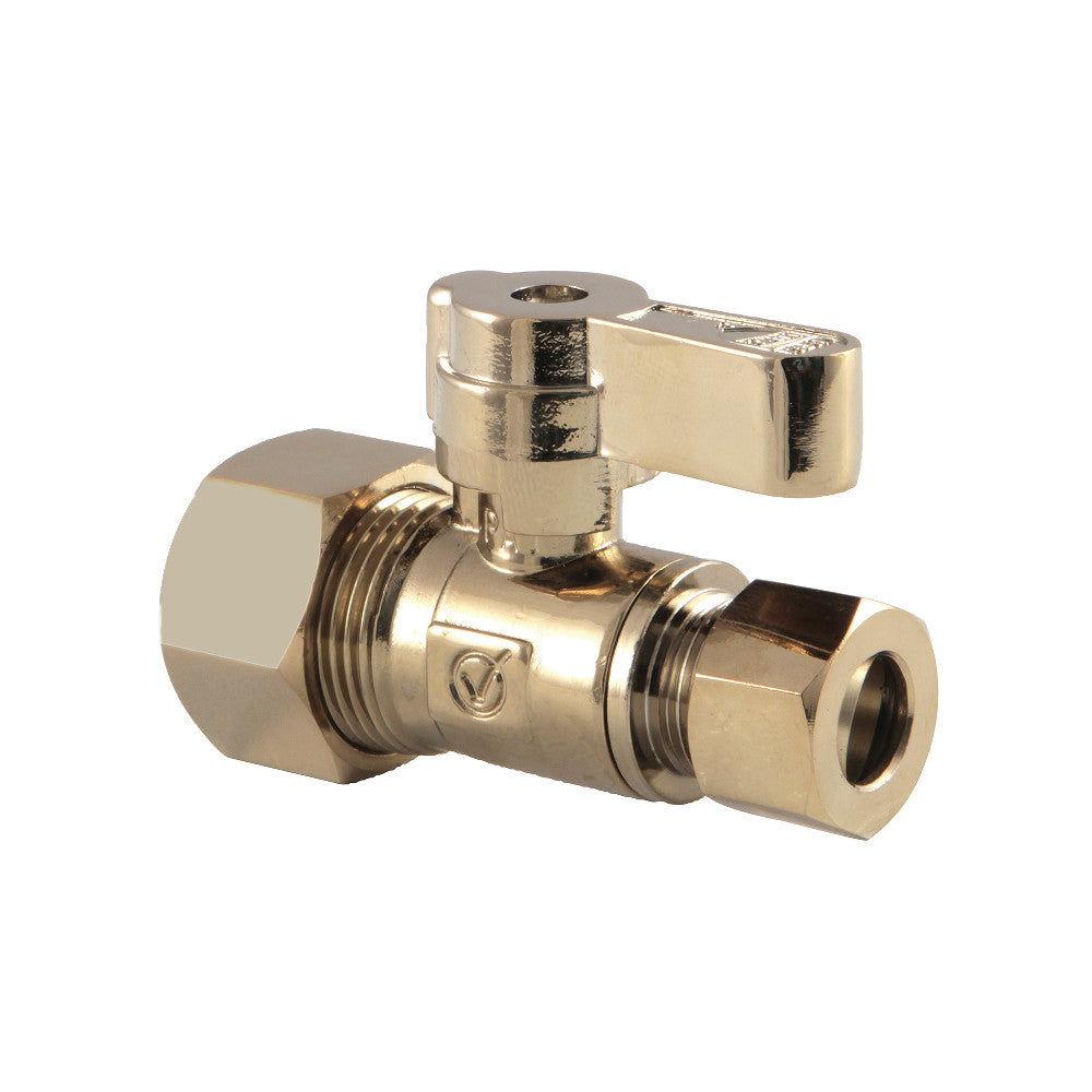 Kingston Brass KF5335PB 5/8" OD x 3/8" OD Comp Straight Stop Valve, Polished Brass - BNGBath