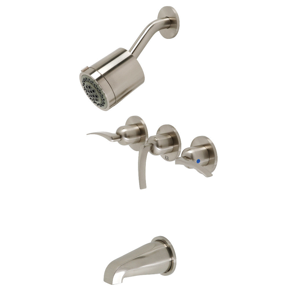 Kingston Brass KBX8138EFL Centurion Three-Handle Tub and Shower Faucet, Brushed Nickel - BNGBath