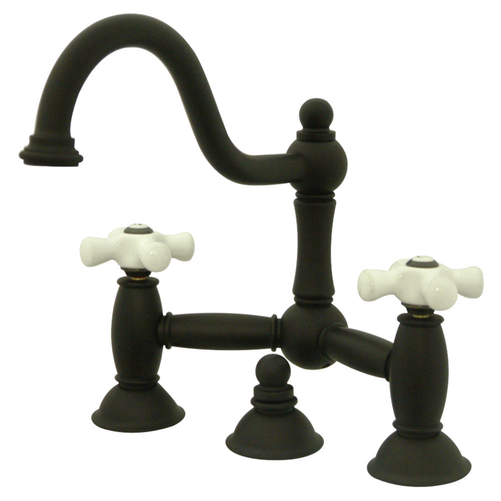 Kingston Brass KS3915PX Restoration Bathroom Bridge Faucet, Oil Rubbed Bronze - BNGBath