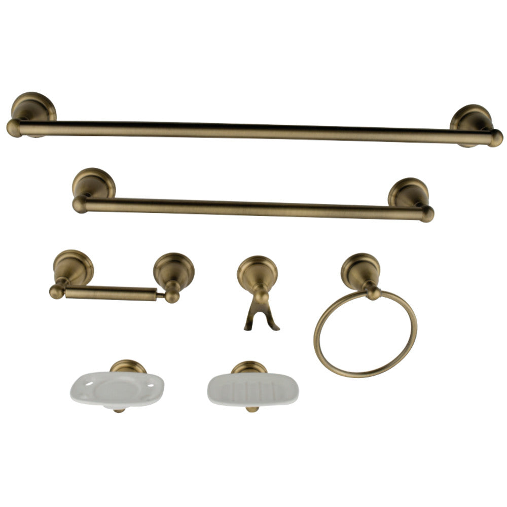 Kingston Brass BAK1750AB1 Victorian 7-Piece Towel Bar Bathroom Hardware Set, Antique Brass - BNGBath