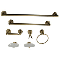 Thumbnail for Kingston Brass BAK1750AB1 Victorian 7-Piece Towel Bar Bathroom Hardware Set, Antique Brass - BNGBath