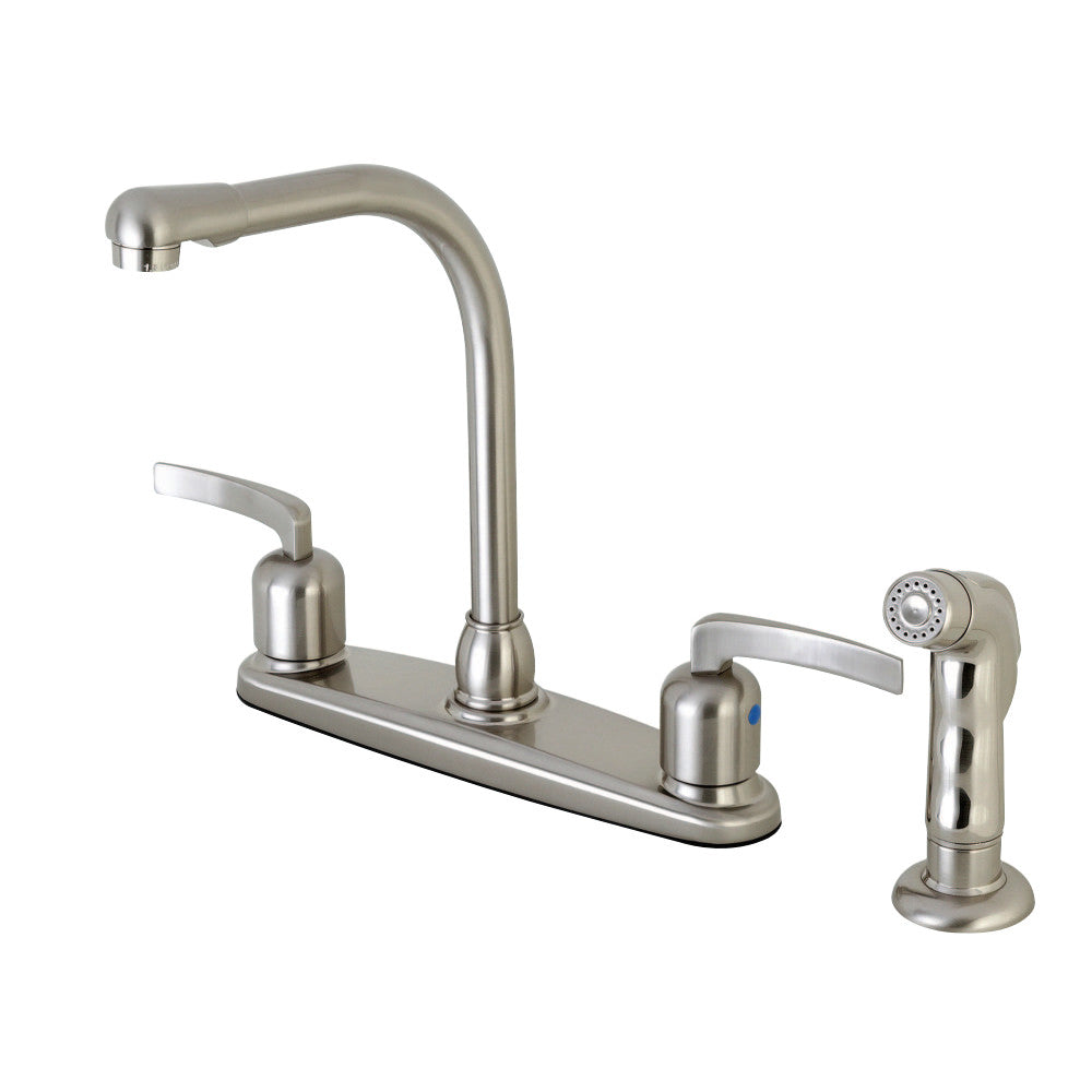 Kingston Brass FB758EFLSP Centurion 8-Inch Centerset Kitchen Faucet with Sprayer, Brushed Nickel - BNGBath