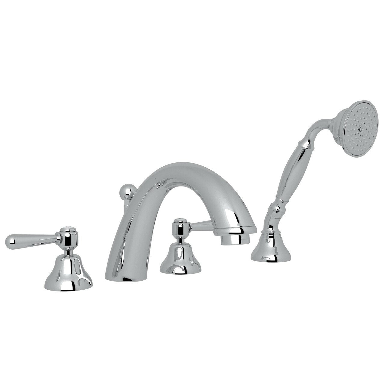 ROHL Verona 4-Hole Deck Mount C-Spout Tub Filler with Handshower - BNGBath