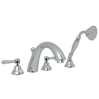 Thumbnail for ROHL Verona 4-Hole Deck Mount C-Spout Tub Filler with Handshower - BNGBath