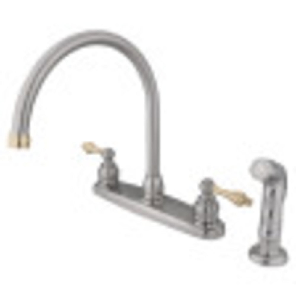 Kingston Brass KB729ALSP Vintage 8-Inch Centerset Kitchen Faucet, Brushed Nickel/Polished Brass - BNGBath