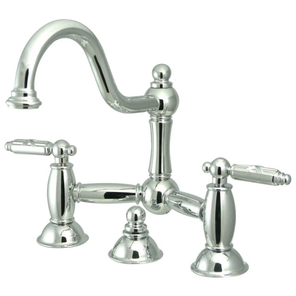 Kingston Brass KS3911GL Restoration Bathroom Bridge Faucet, Polished Chrome - BNGBath