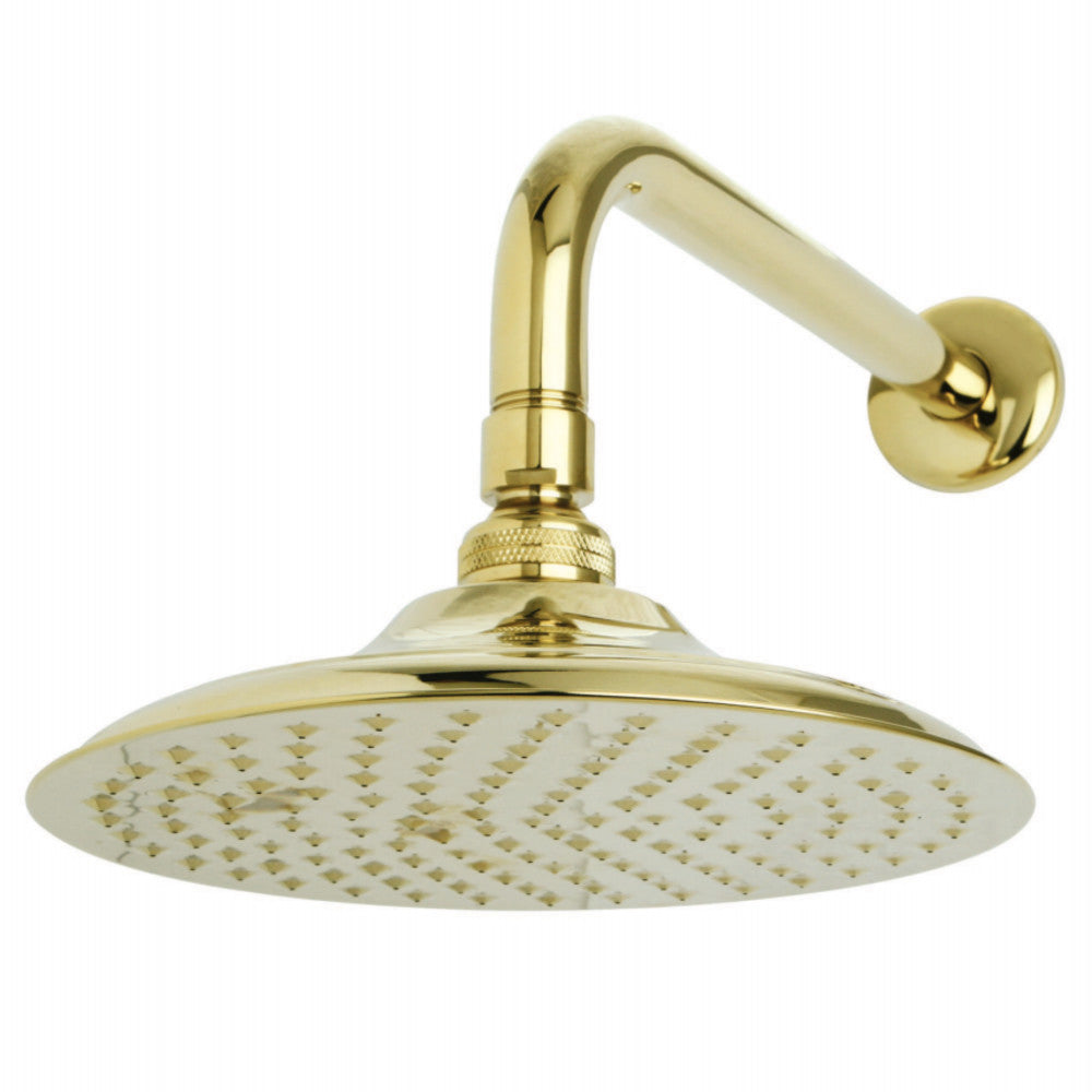 Kingston Brass K136A2CK Victorian 8" Brass Shower Head with 12" Shower Arm, Polished Brass - BNGBath