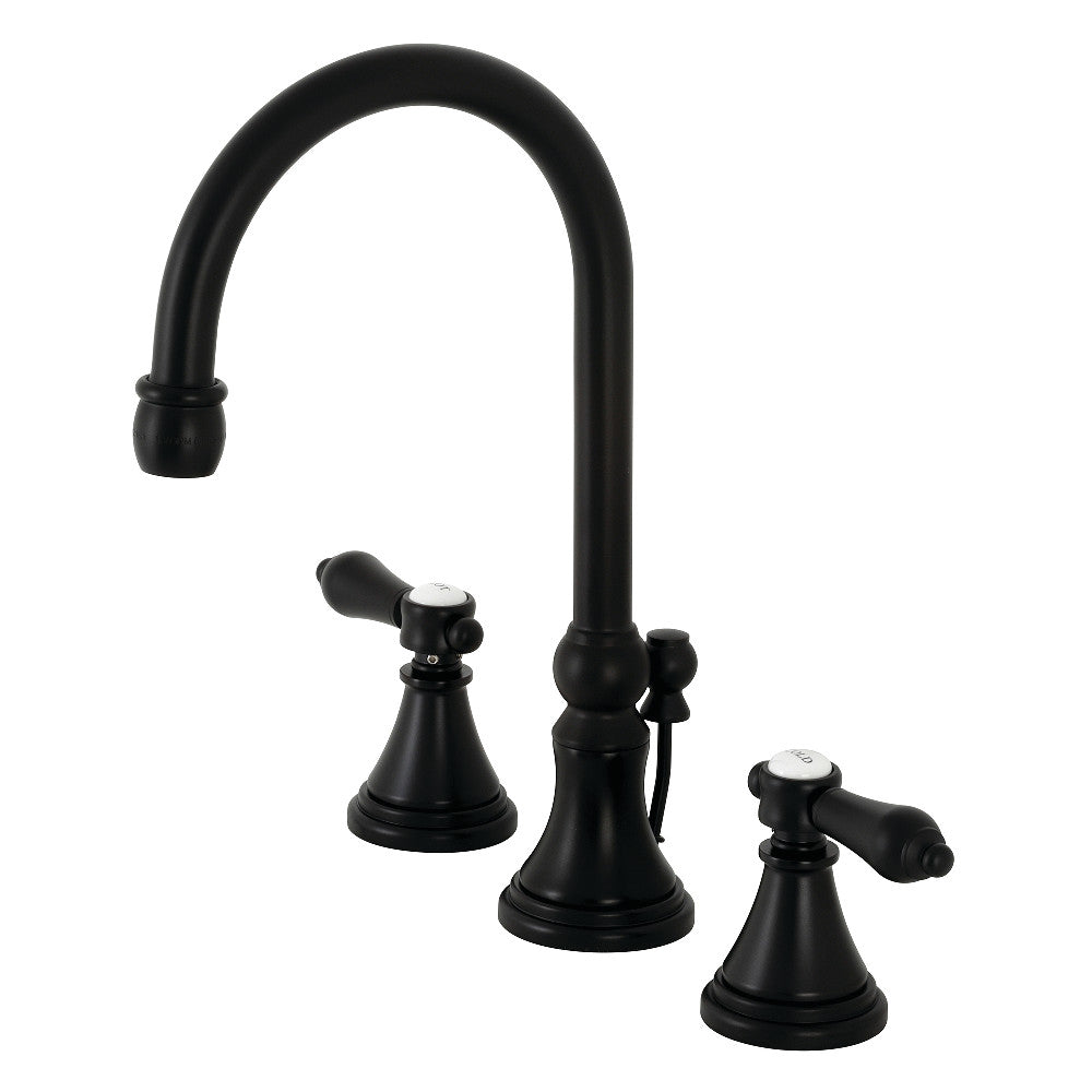 Kingston Brass KS2980BAL Heirloom Widespread Bathroom Faucet with Brass Pop-Up, Matte Black - BNGBath