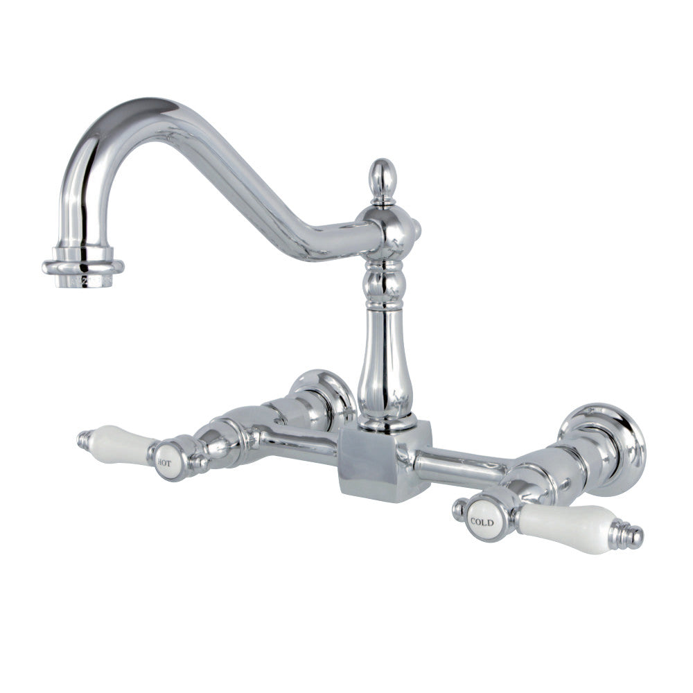 Kingston Brass KS1241BPL Bel-Air Wall Mount Bridge Kitchen Faucet, Polished Chrome - BNGBath