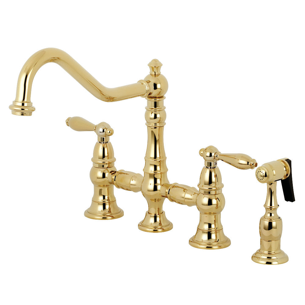 Kingston Brass KS3272ALBS Kitchen Faucet with Side Sprayer, Polished Brass - BNGBath