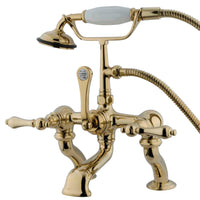 Thumbnail for Kingston Brass CC409T2 Vintage 7-Inch Deck Mount Tub Faucet with Hand Shower, Polished Brass - BNGBath