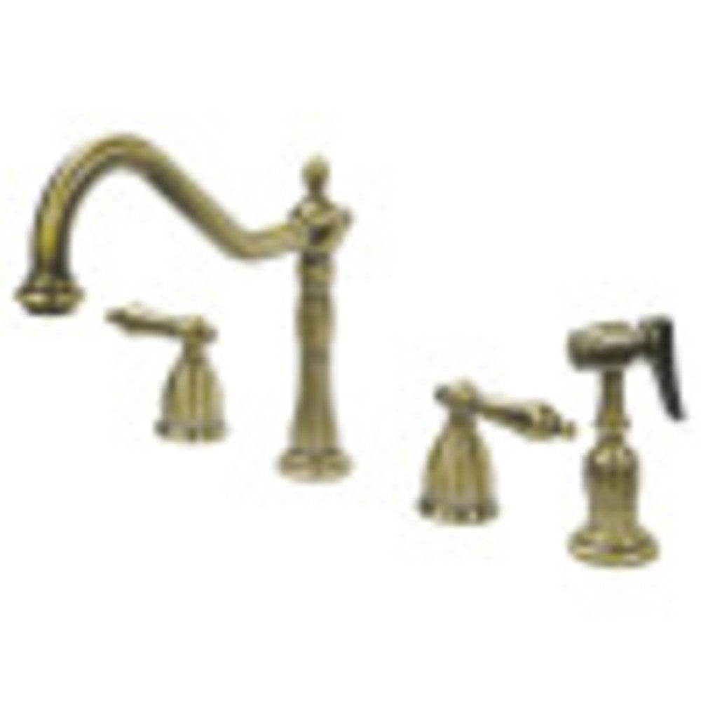 Kingston Brass KB1793ALBS Widespread Kitchen Faucet, Antique Brass - BNGBath