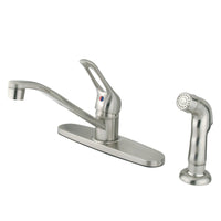 Thumbnail for Kingston Brass GKB562SNSP Wyndham Single-Handle Centerset Kitchen Faucet, Brushed Nickel - BNGBath