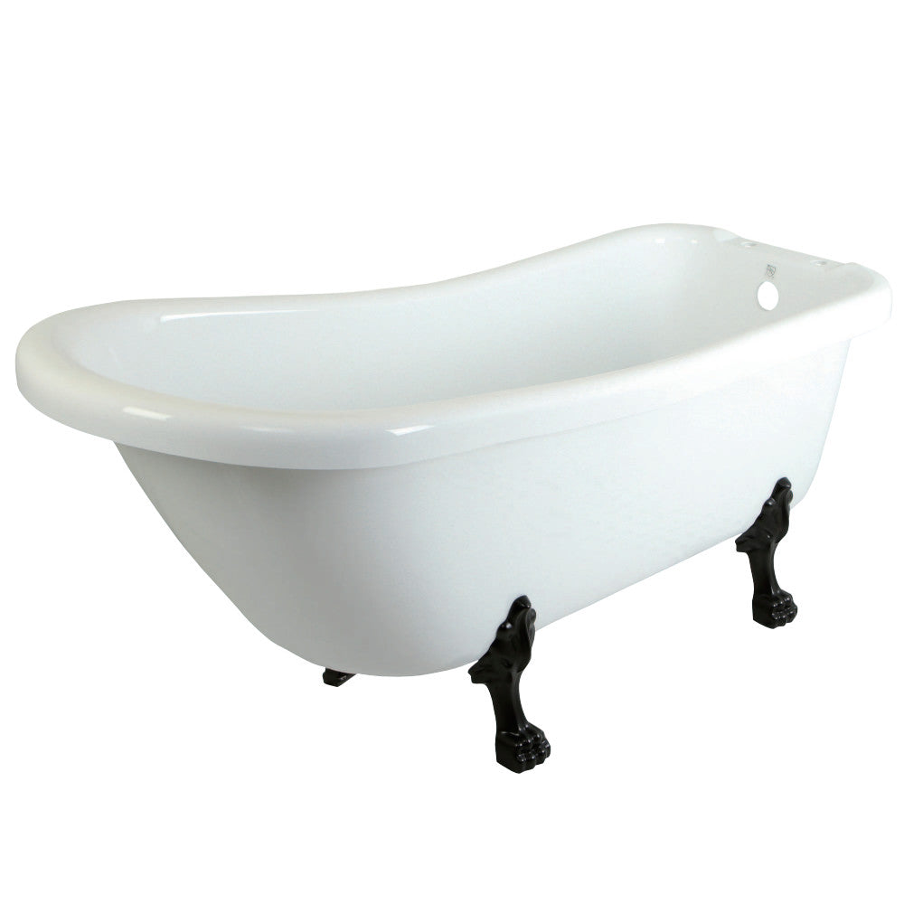 Aqua Eden VT7DE672826C5 67-Inch Acrylic Single Slipper Clawfoot Tub with 7-Inch Faucet Drillings, White/Oil Rubbed Bronze - BNGBath