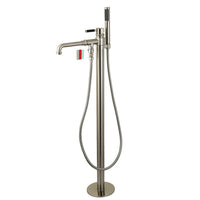 Thumbnail for Kingston Brass KS7038DKL Kaiser Freestanding Tub Faucet with Hand Shower, Brushed Nickel - BNGBath