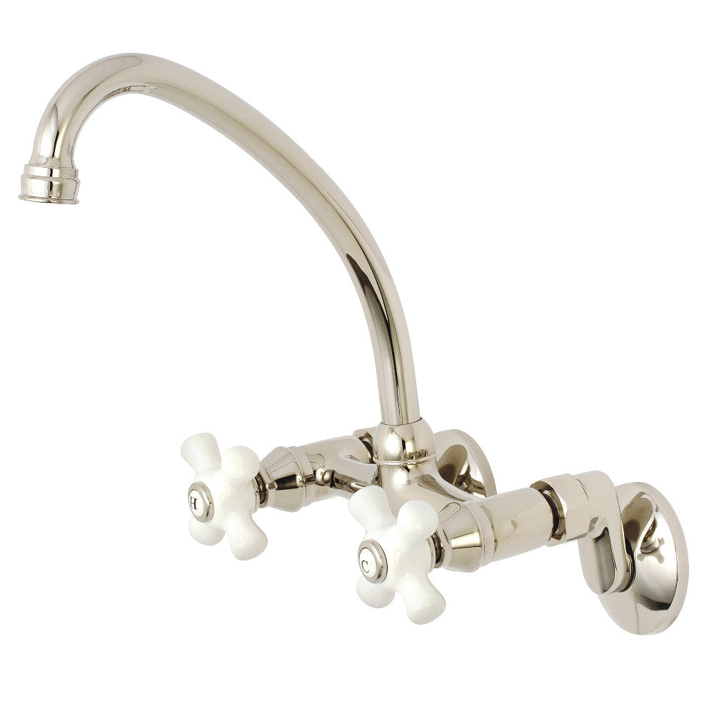 Kingston Brass KS614PN Kingston Two Handle Wall Mount Bathroom Faucet, Polished Nickel - BNGBath