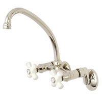 Thumbnail for Kingston Brass KS614PN Kingston Two Handle Wall Mount Bathroom Faucet, Polished Nickel - BNGBath