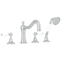 Thumbnail for ROHL Acqui 4-Hole Deck Mount Column Spout Tub Filler with Handshower - BNGBath