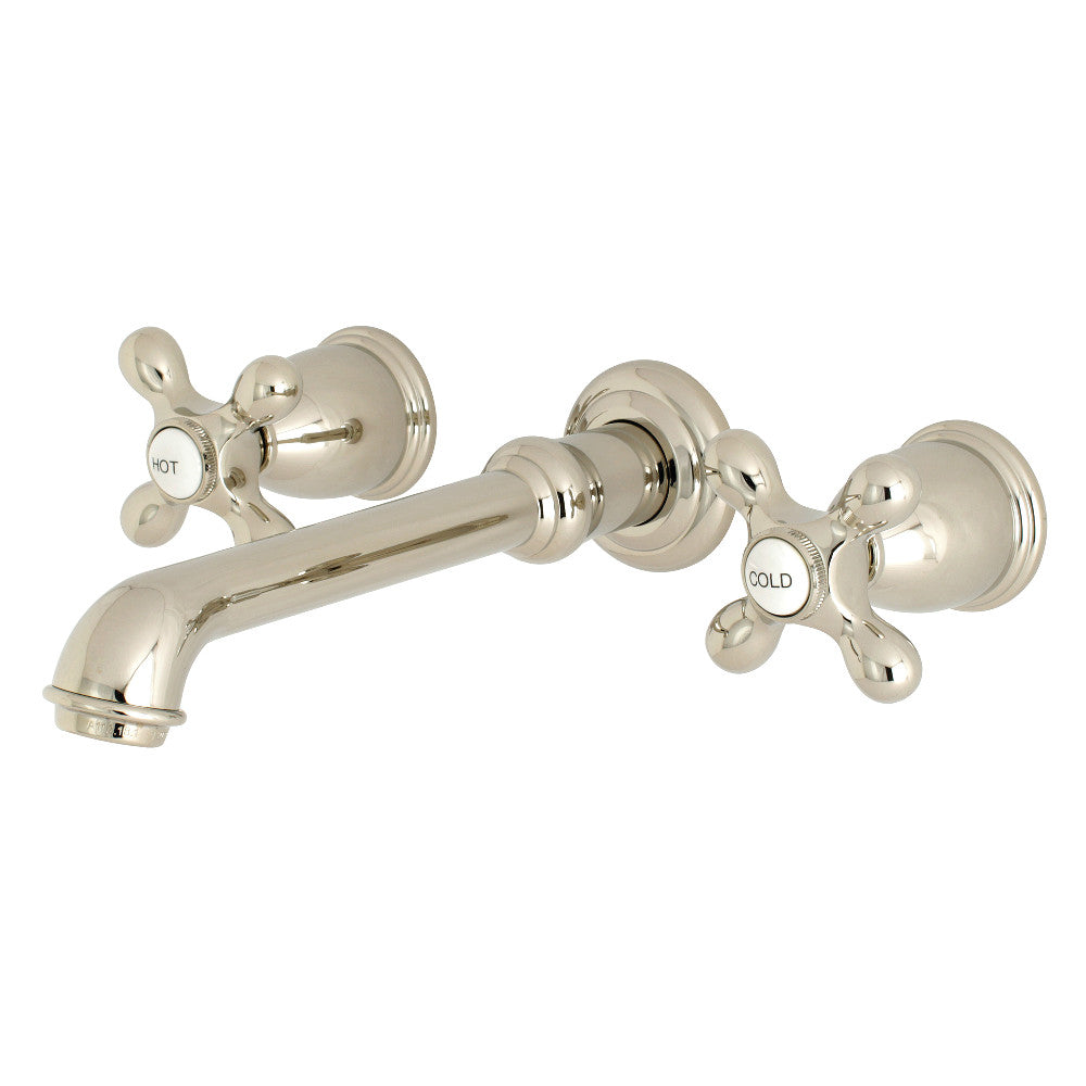 Kingston Brass KS7126AX English Country Two-Handle Wall Mount Bathroom Faucet, Polished Nickel - BNGBath