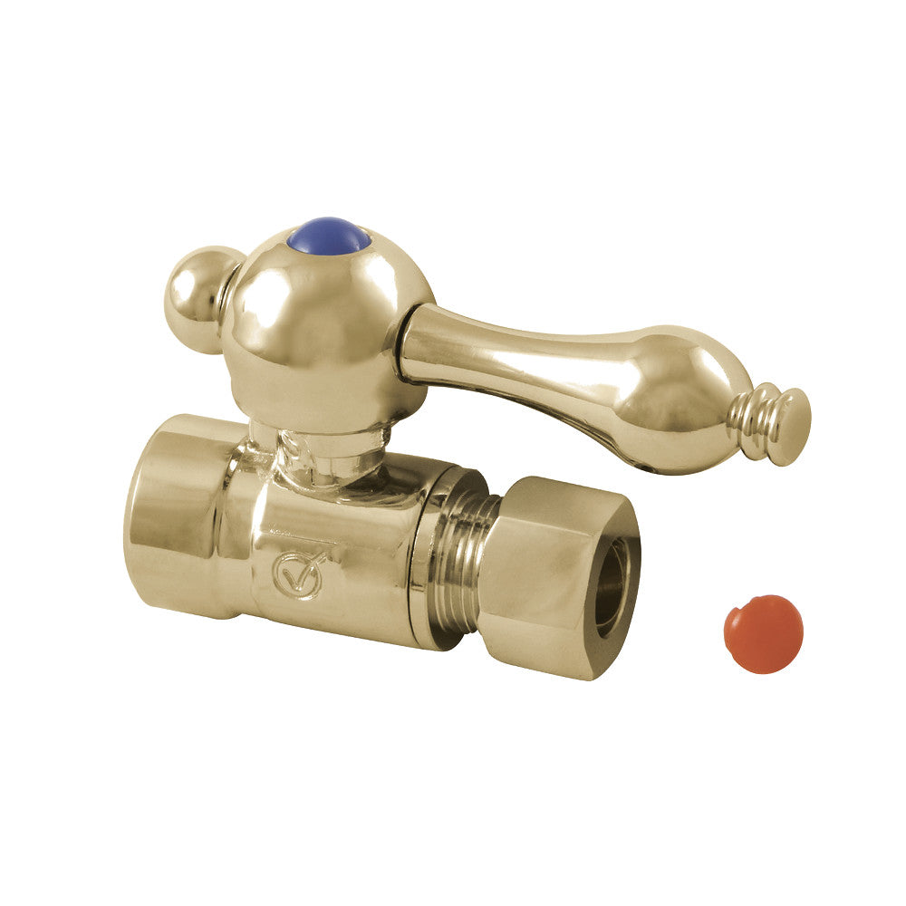 Kingston Brass CC43252 1/2" Sweat X 3/8" O.D. Comp Straight Shut-Off Valve, Polished Brass - BNGBath