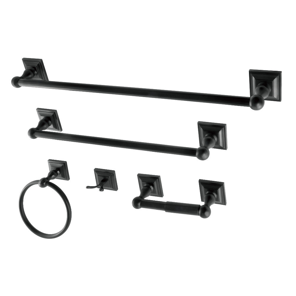 Kingston Brass BAHK3212478K Serano 5-Piece Bathroom Accessory Set, Black - BNGBath