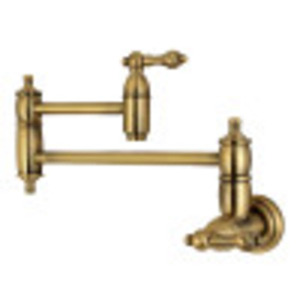 Kingston Brass KS3103AL Restoration Wall Mount Pot Filler Kitchen Faucet, Antique Brass - BNGBath