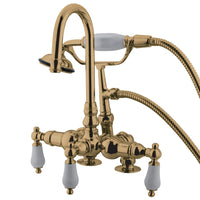 Thumbnail for Kingston Brass CC15T2 Vintage 3-3/8-Inch Deck Mount Tub Faucet, Polished Brass - BNGBath