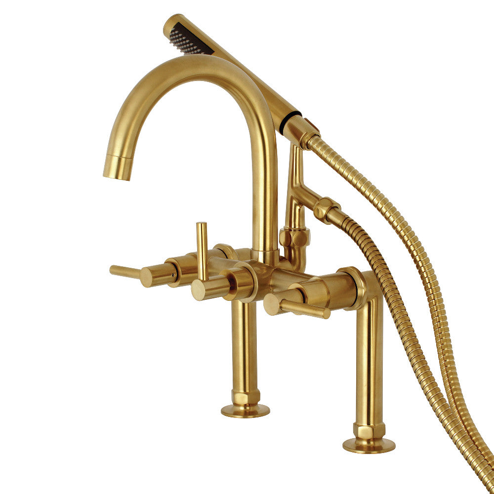 Aqua Vintage AE8107DL Concord 7-Inch Deck Mount Clawfoot Tub Faucet, Brushed Brass - BNGBath