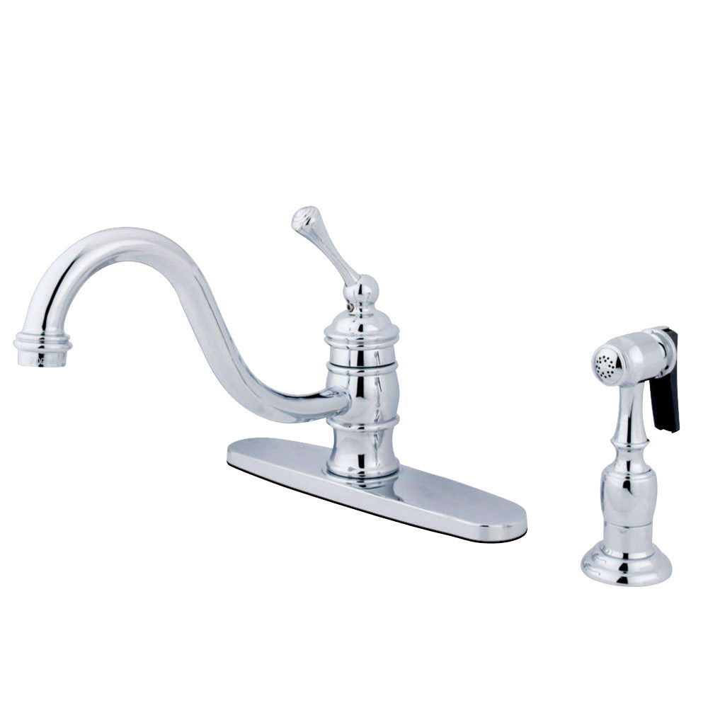 Kingston Brass KB3571BLBS Vintage 8" Kitchen Faucet With Brass Sprayer, Polished Chrome - BNGBath