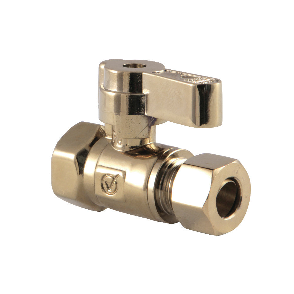 Kingston Brass KF3315PB 3/8" FIP X 3/8" OD Comp Straight Stop Valve, Polished Brass - BNGBath