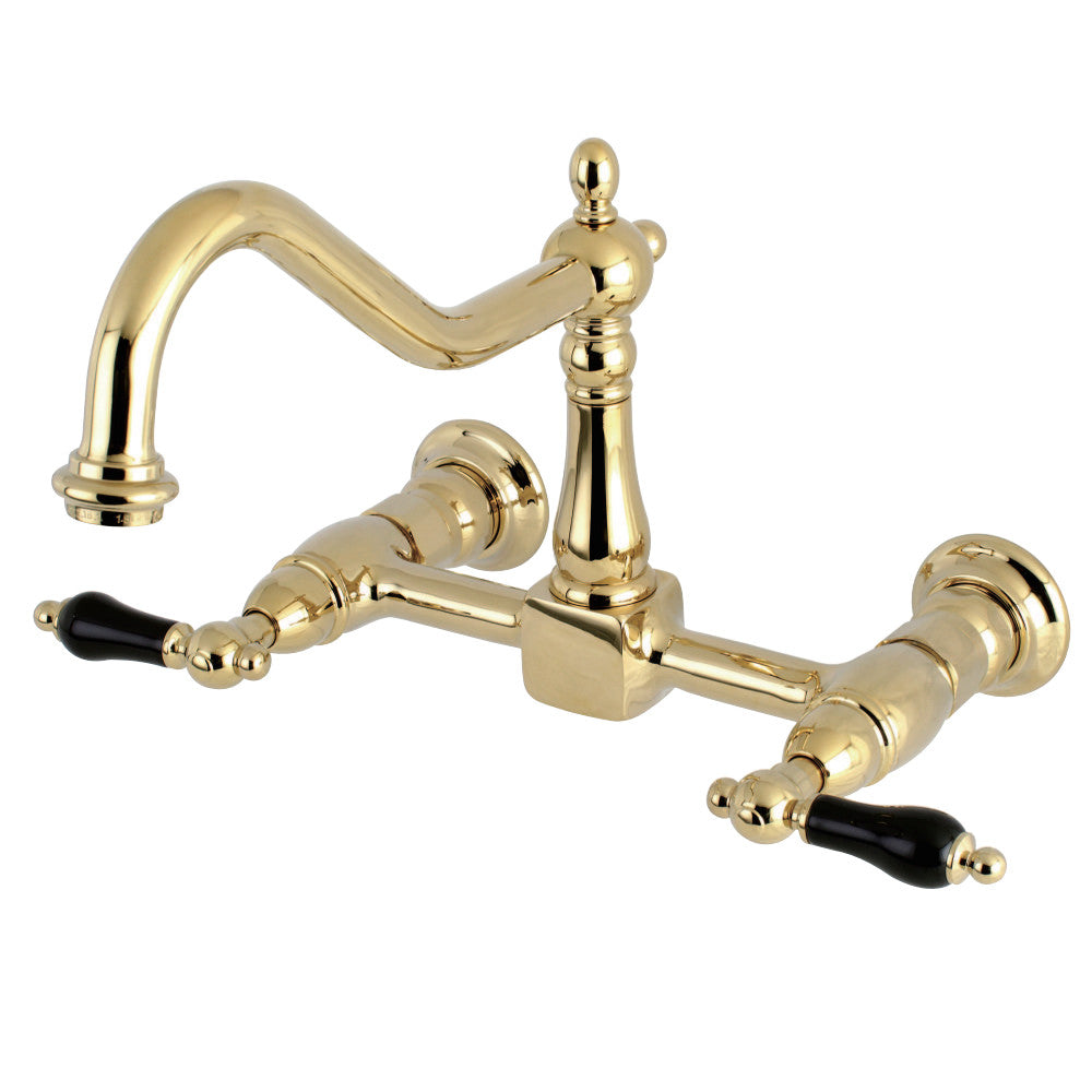 Kingston Brass KS1242PKL Duchess Two-Handle Wall Mount Bridge Kitchen Faucet, Polished Brass - BNGBath