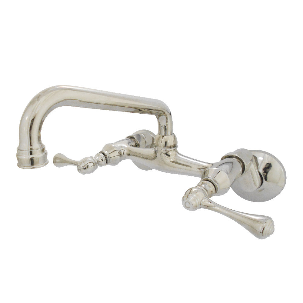 Kingston Brass KS313PN Kingston Two Handle Wall Mount Kitchen Faucet, Polished Nickel - BNGBath