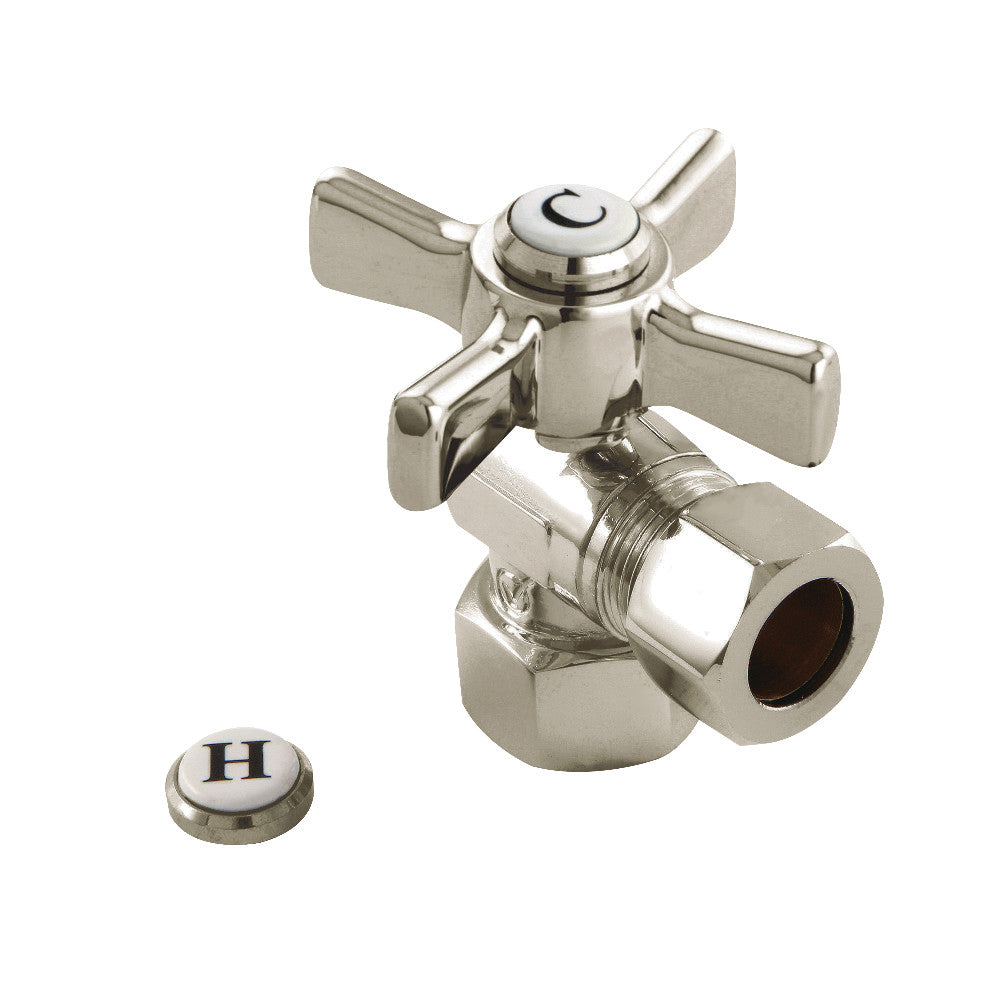 Kingston Brass CC44408ZX 1/2" FIP X 1/2" OD Comp Angle Stop Valve, Brushed Nickel - BNGBath