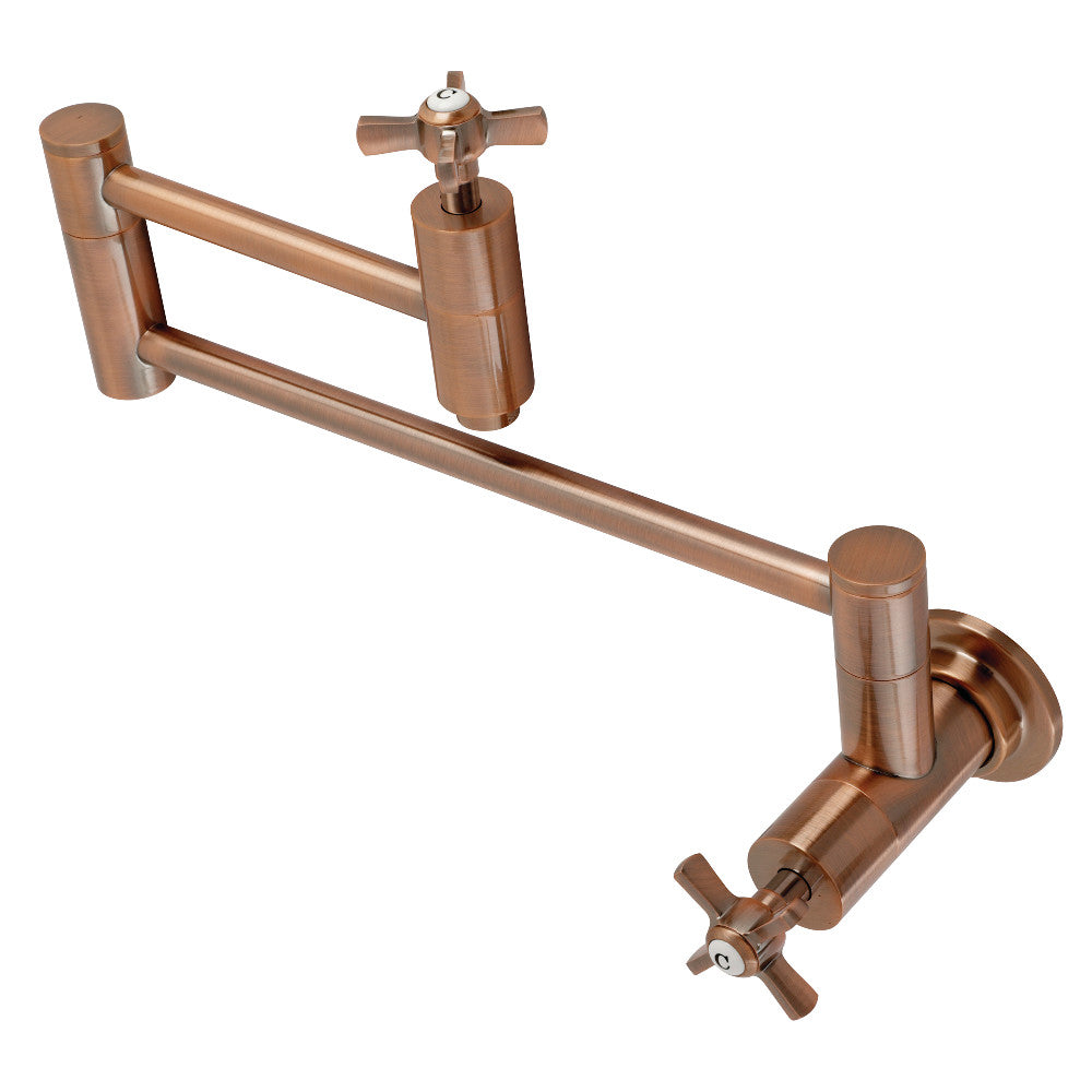 Kingston Brass KS810ZXAC Millennium Wall Mount Pot Filler Kitchen Faucet, Antique Copper - BNGBath