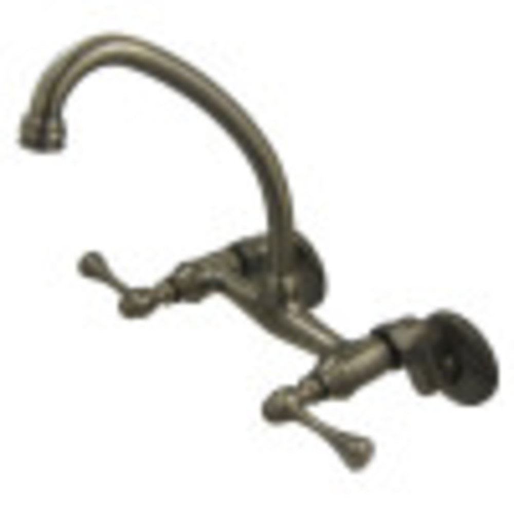 Kingston Brass KS314AB Kingston Two Handle Wall Mount Kitchen Faucet, Antique Brass - BNGBath