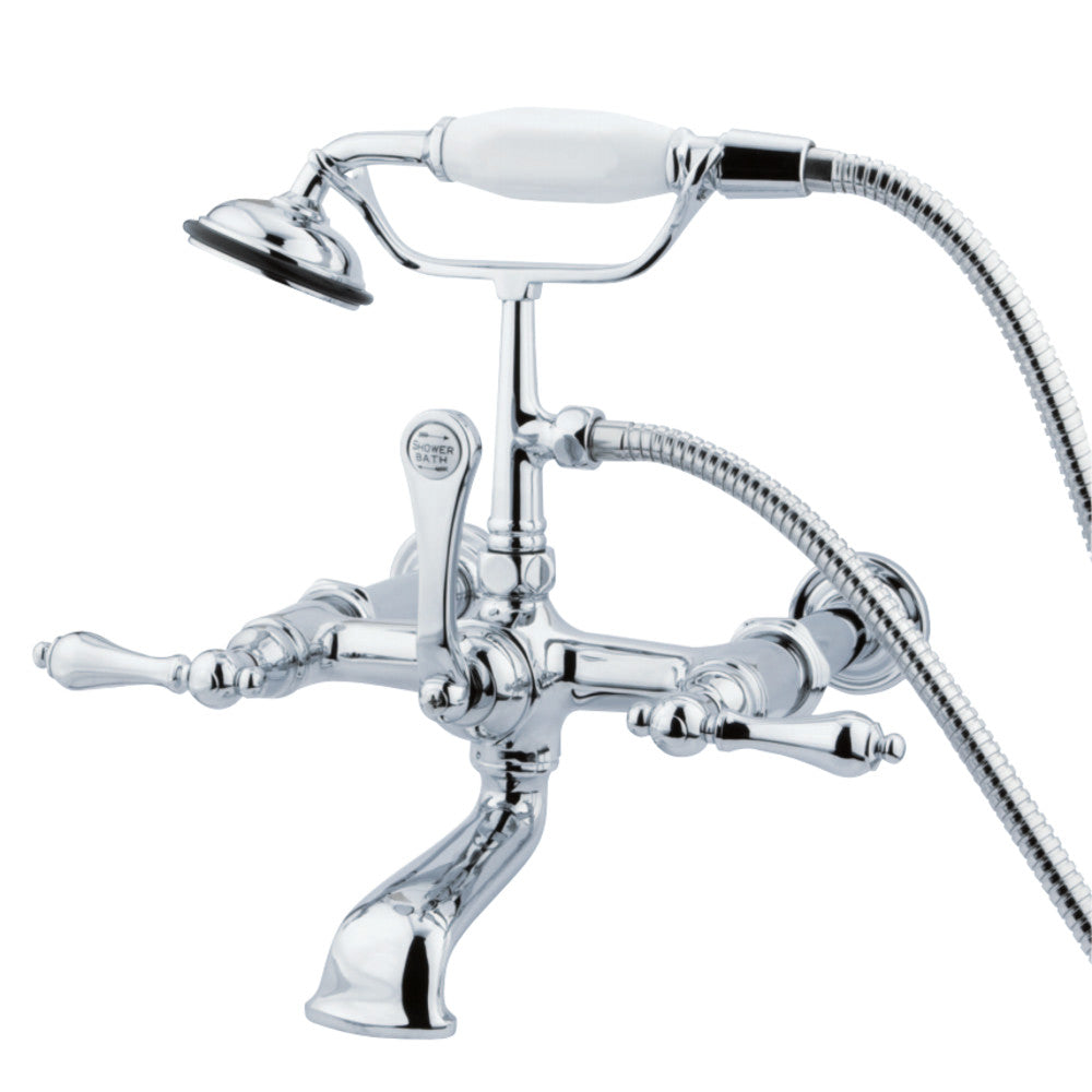 Kingston Brass CC542T1 Vintage 7-Inch Wall Mount Tub Faucet with Hand Shower, Polished Chrome - BNGBath